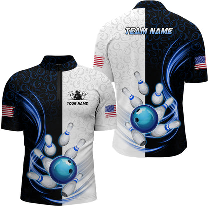 Custom Bowling Shirts for Men Camo Bowling Jersey 1/4 Zip Bowling Team League QZT449