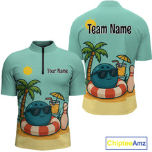 Load image into Gallery viewer, Summer Funny Bowling Jersey for Men Women Custom 1/4-Zip Bowling Shirt Bowling League Outfit QZT696