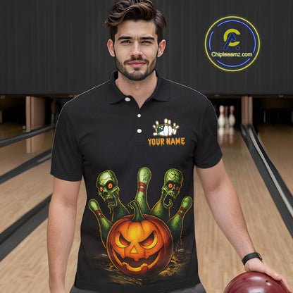 Custom Zombie Pumpkin Bowling Jersey for Men Halloween Bowling Team Shirt Bowling Gifts QZT730