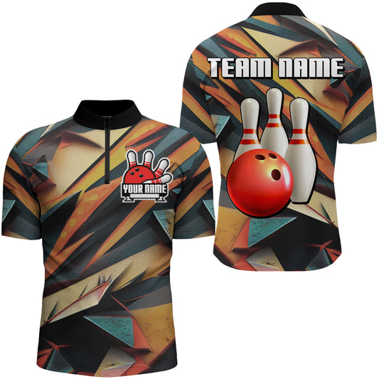 Personalized Bowling Shirts Men Custom Bowling Jersey Team Bowling Quarter-Zip Shirt QZT63