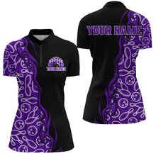 Load image into Gallery viewer, Custom Bowling Shirt for Women Personalized Bowling Jersey Bowling Team League Quarter-Zip Shirt QZT66