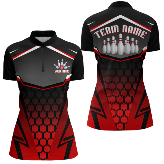 Personalized Bowling Shirt Bowling Team League Women Bowling Jersey 1/4 ZIP Shirt QZT265