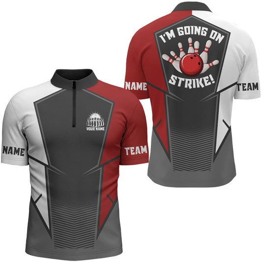 Personalized 3D Men's Bowling Team Jersey Bowling Shirt American Bowling Quarter-Zip Shirt QZT43-3