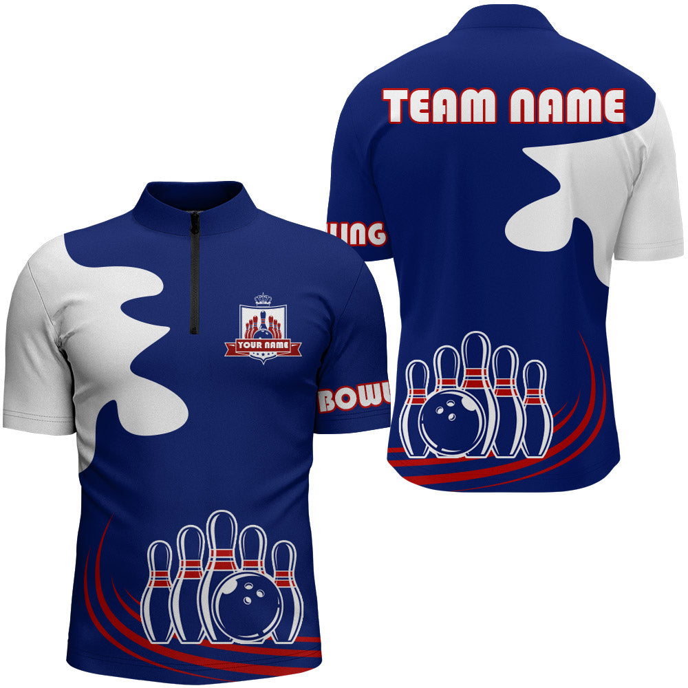 Personalized 3D Men's Bowling Team Jersey Bowling Shirt American Bowling Quarter-Zip Shirt QZT43-7