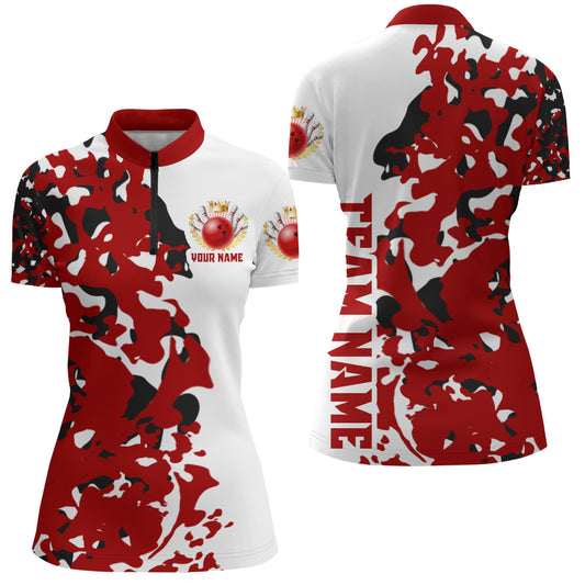 Personalized 3D Women's Bowling Team Jersey Bowling Shirt American Bowling Quarter-Zip Shirt QZT43-9