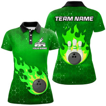 Load image into Gallery viewer, Flame Bowling Shirt for Women Custom Bowling Polo Jersey Bowling Team Shirt Bowlers Jersey QZT235