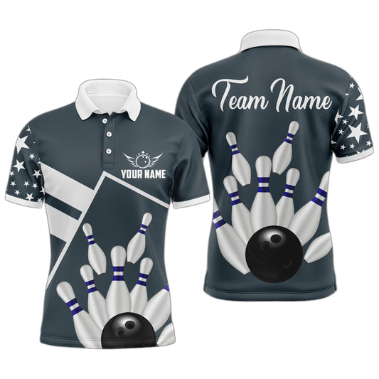 Personalized 3D Men's Bowling Team Jersey Bowling Shirt American Bowling Polo Shirt QZT46-8