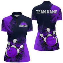 Load image into Gallery viewer, Personalized Women's Bowling Shirts Bowling Jersey Quarter Zip Bowling Performance QZT497