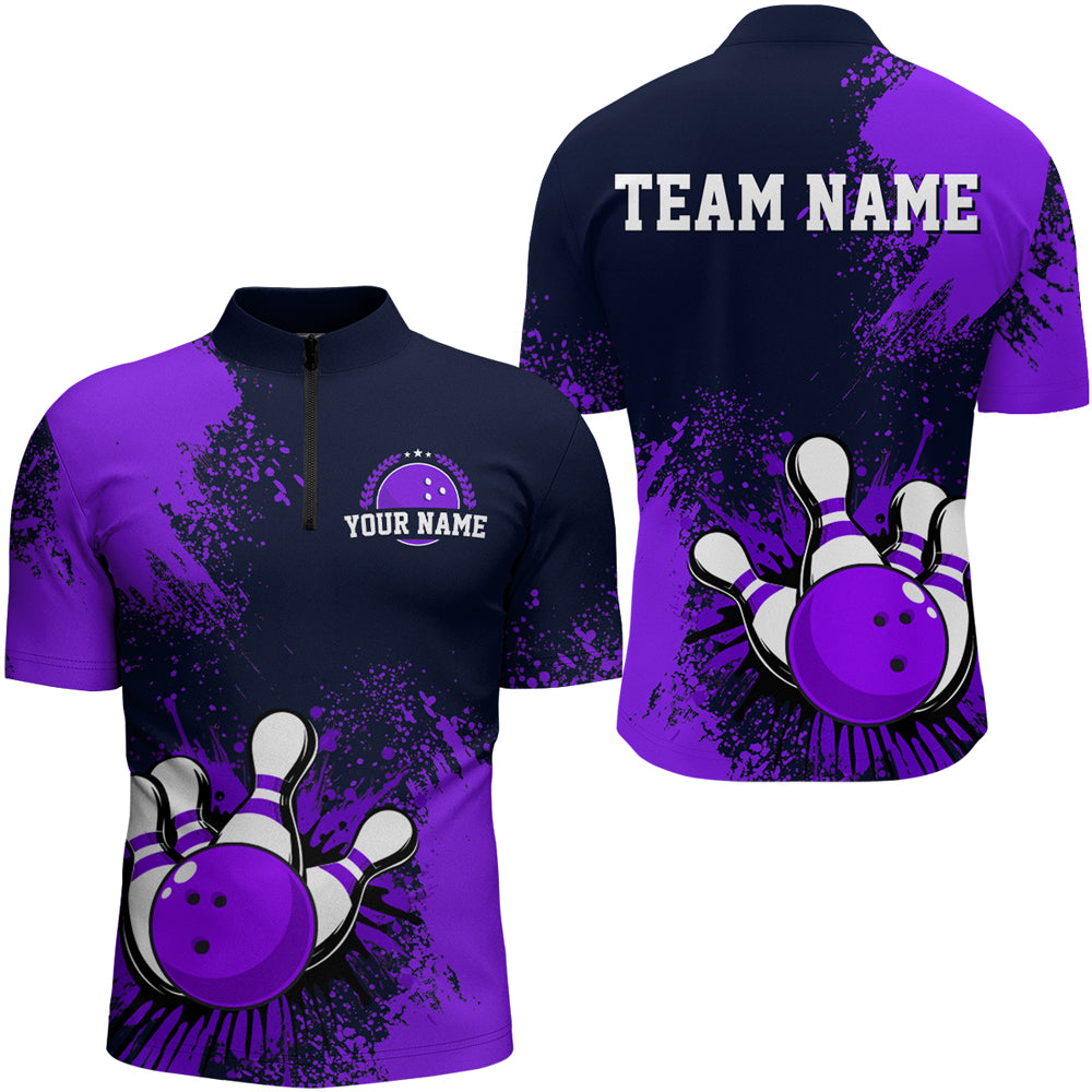 Personalized Men's Bowling Shirts Bowling Jersey Quarter Zip Bowling Performance QZT497