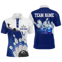 Load image into Gallery viewer, Personalized Bowling Shirts for Men and Women Polo Bowling Team Jersey Blue &amp; White QZT599
