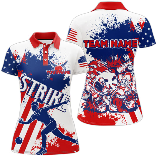 Personalized 3D Bowling Shirt, Custom Bowling Team Jersey League Polo Shirt for Women QZT98