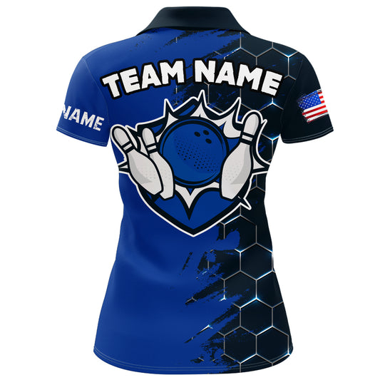 Navy & Black Bowling Shirt Customized Camo Bowling Shirt Polo Bowling Team League for Women QZT266