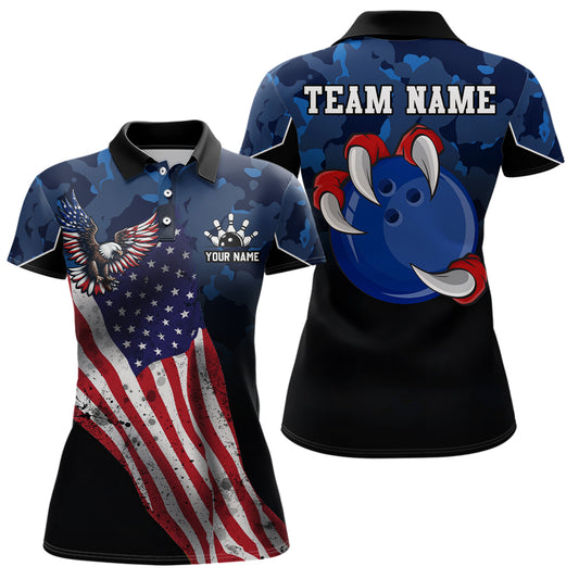 Personalized Eagle Bowling Shirt American Bowling Jersey for Women Polo Shirt Team League QZT309