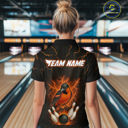 Custom Thunder Lightning Orioles Bowling Shirt Polo & Quarter-Zip Bowling Jersey for Women QZT716