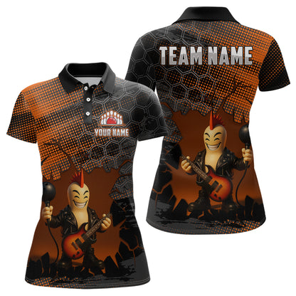 Bowling Pin Rocker Shirt for Women Music Bowlwing Team Leage Polo & Quarter-Zip Bowling Jersey QZT719