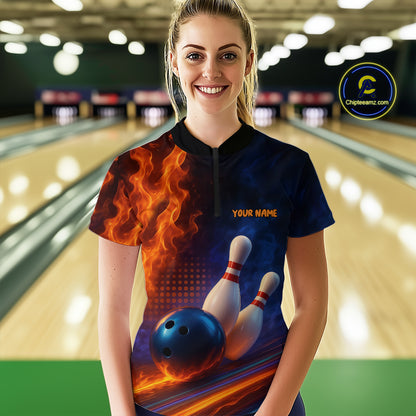 Custom Bowling Polo Shirts 3D for Women Bowling Jersey Polo & Quarter-Zip Gift QZT746