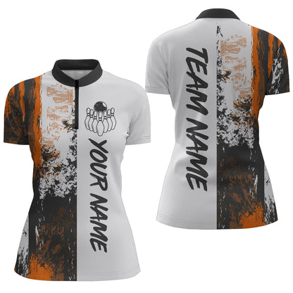 Camo 3D Bowling Shirts Women Custom Bowling Team Jersey Quarter Zip Multicolor QZT469