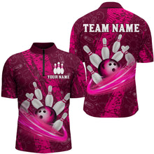 Load image into Gallery viewer, Custom Men 3D Bowling Shirts Bowling Team Jersey 1/4 Zip Bowlers Gifts Multicolor QZT473