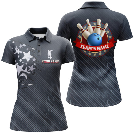 Personalized 3D Bowling Shirt for Women Custom Bowling Jersey Bowling Team League Polo Shirt QZT114