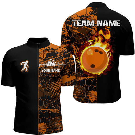 Bowling Quarter Zip Shirt Bowling Jersey for Men Bowling Team League QZT287