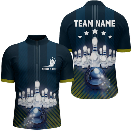 Personalized 3D Men's Bowling Team Jersey Bowling Shirt American Bowling Quarter-Zip Shirt QZT43-5