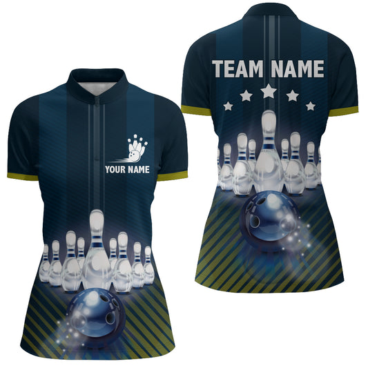 Personalized 3D Women's Bowling Team Jersey Bowling Shirt American Bowling Quarter-Zip Shirt QZT43-5