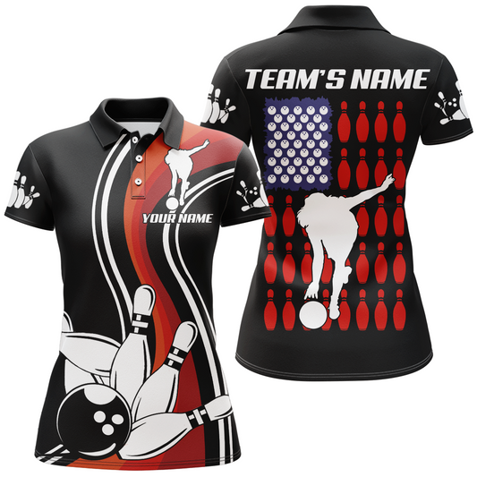 Personalized 3D Women's Bowling Team Jersey Bowling Shirt American Bowling Polo Shirt QZT46-4