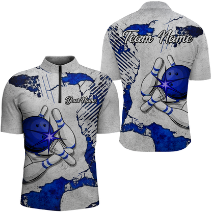 Personalized Unisex Bowling Jersey Quarter Zip Bowling Team Shirt for Men Bowler Gift QZT498
