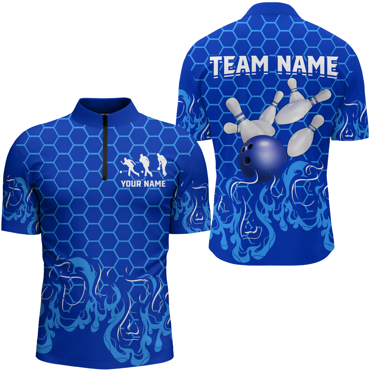 Personalized 1/4 Zip Bowling Shirt for Men Multicolor Bowling Team League QZT406