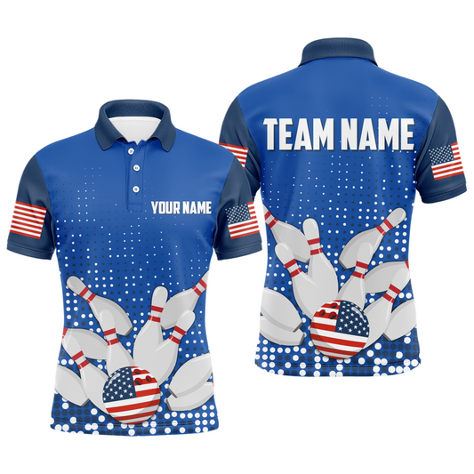 Navy Bowling Shirt Customized Polo Shirt for Men Bowling Team with Name QZT271