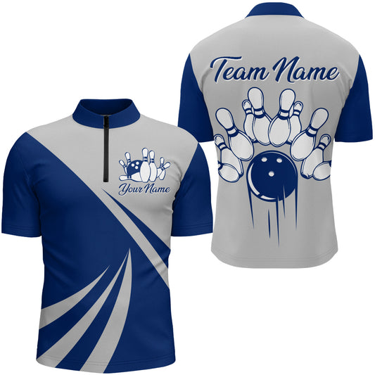 Personalized Bowling Jersey with Name Custom Bowling Team Jersey Bowling Quarter-zip Shirt for Men QZT12