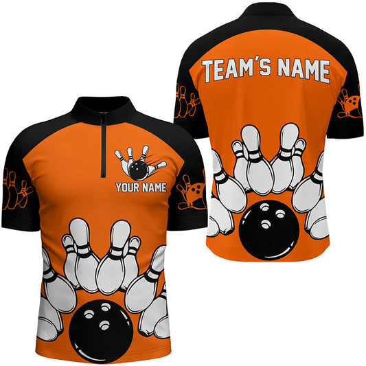 Personalized Bowling Jersey Custom Bowling Team Jersey Bowling Quarter-Zip Shirt for Men QZT19