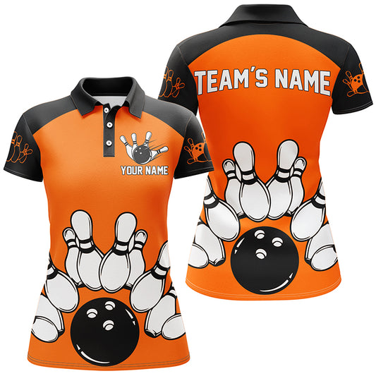 Personalized Bowling Jersey Custom Bowling Team Jersey Bowling Polo Shirt for Women QZT19