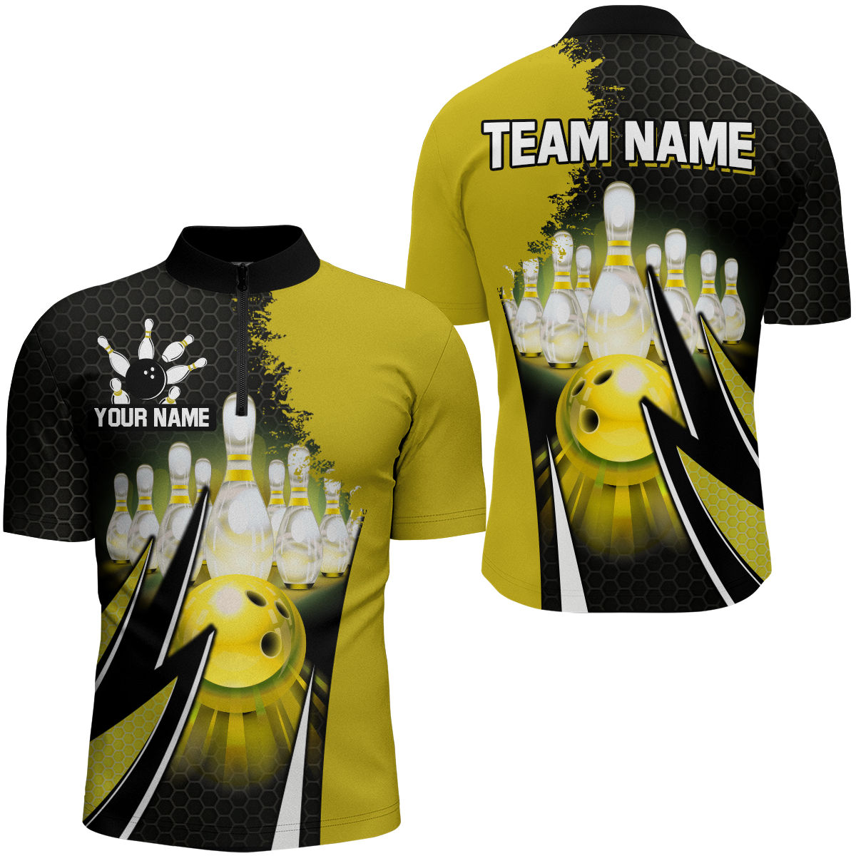 Personalized Bowling Shirts for Men 1/4 Zip Bowling Team Jersey QZT440