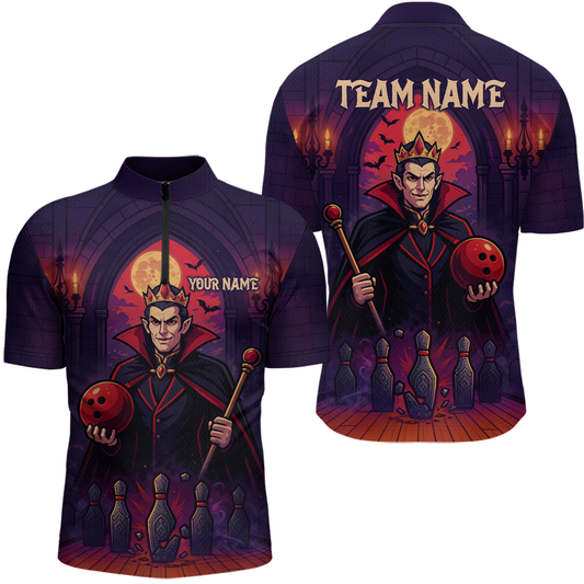 Custom Vampire Bowling Team Shirt Polo & Quarter-Zip Bowling League Jersey for Men Outfit QZT752