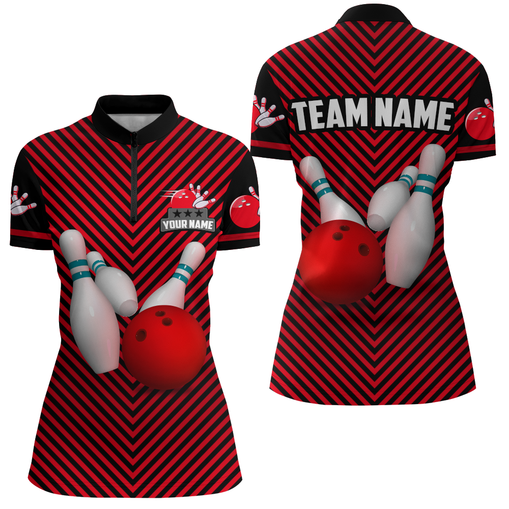 Personalized Bowling Shirt for Women Quarter-Zip Bowling Jersey Bowling Team League QZT239
