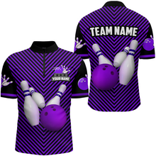 Load image into Gallery viewer, Personalized Bowling Shirt for Men 1/4 Zip Bowling Jersey Bowling Team League QZT239