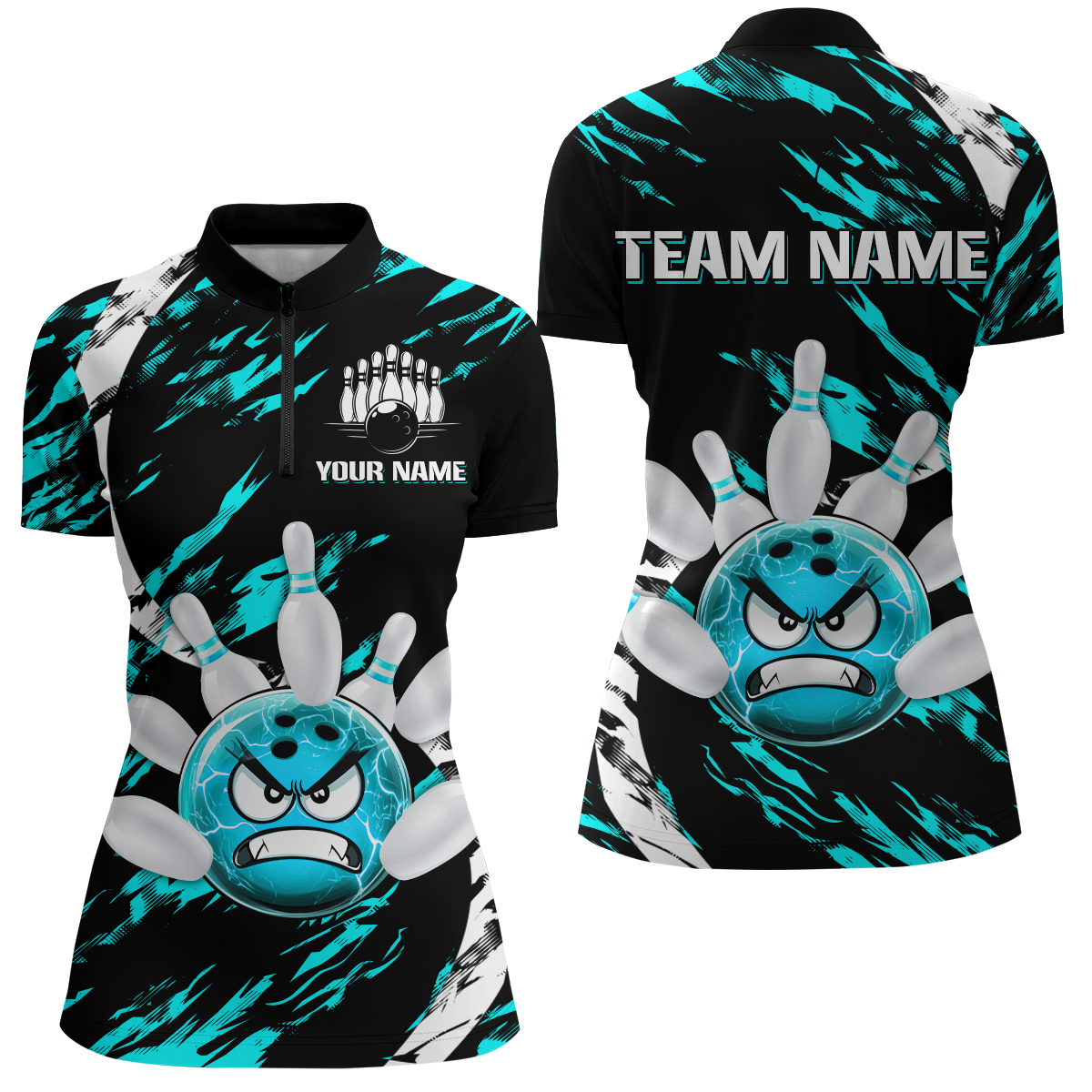 Women's Bowling Shirt Custom Bowling Jersey 1/4 Zip Bowling Multicolor Team Shirts QZT483