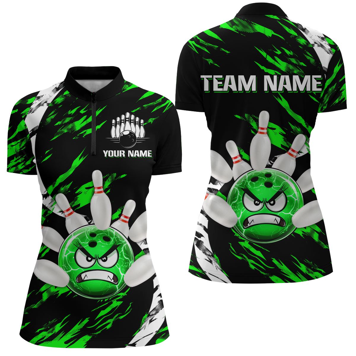 Women's Bowling Shirt Custom Bowling Jersey 1/4 Zip Bowling Multicolor Team Shirts QZT483
