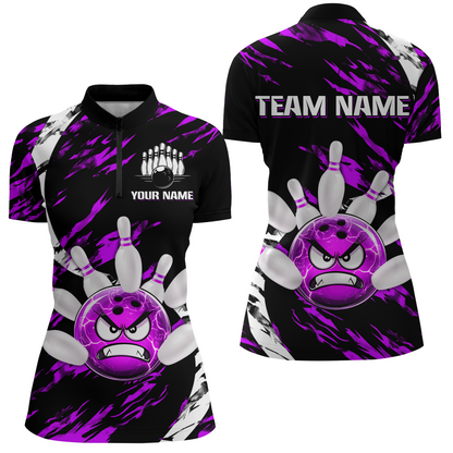 Women's Bowling Shirt Custom Bowling Jersey 1/4 Zip Bowling Multicolor Team Shirts QZT483