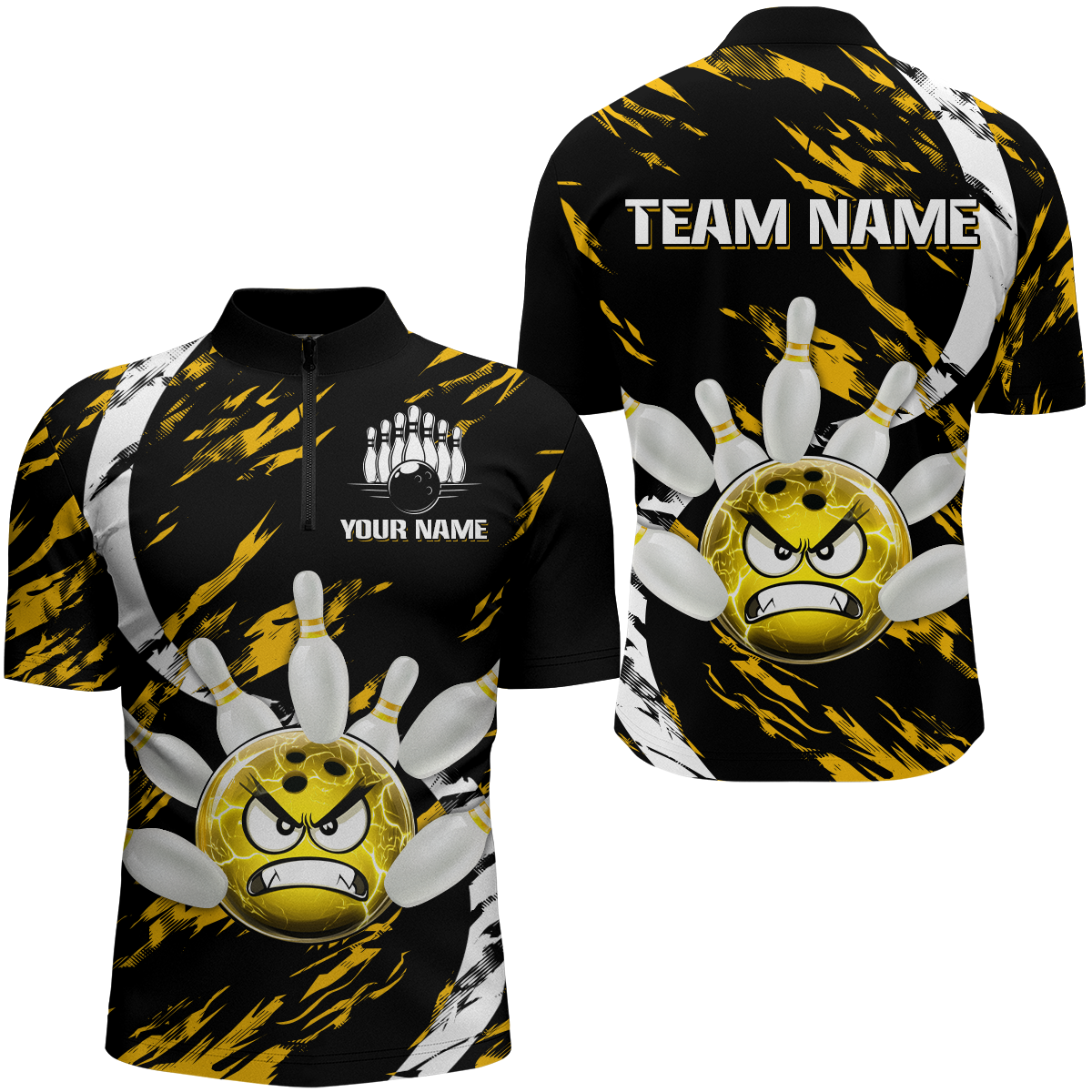 Men's Bowling Shirt Custom Bowling Jersey Quarter Zip Bowling Multicolor Team Shirts QZT483