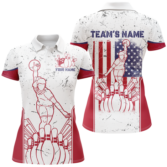 Personalized 3D Bowling Jersey for Women USA Bowling Team Shirt Bowling Polo Shirt QZT119