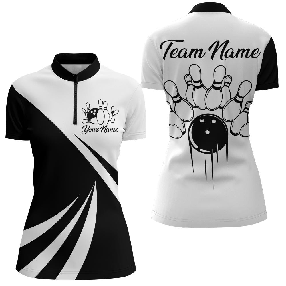 Camo Bowling Quarter-Zip Shirt Custom Bowling Jersey for Women Bowling Team League QZT226