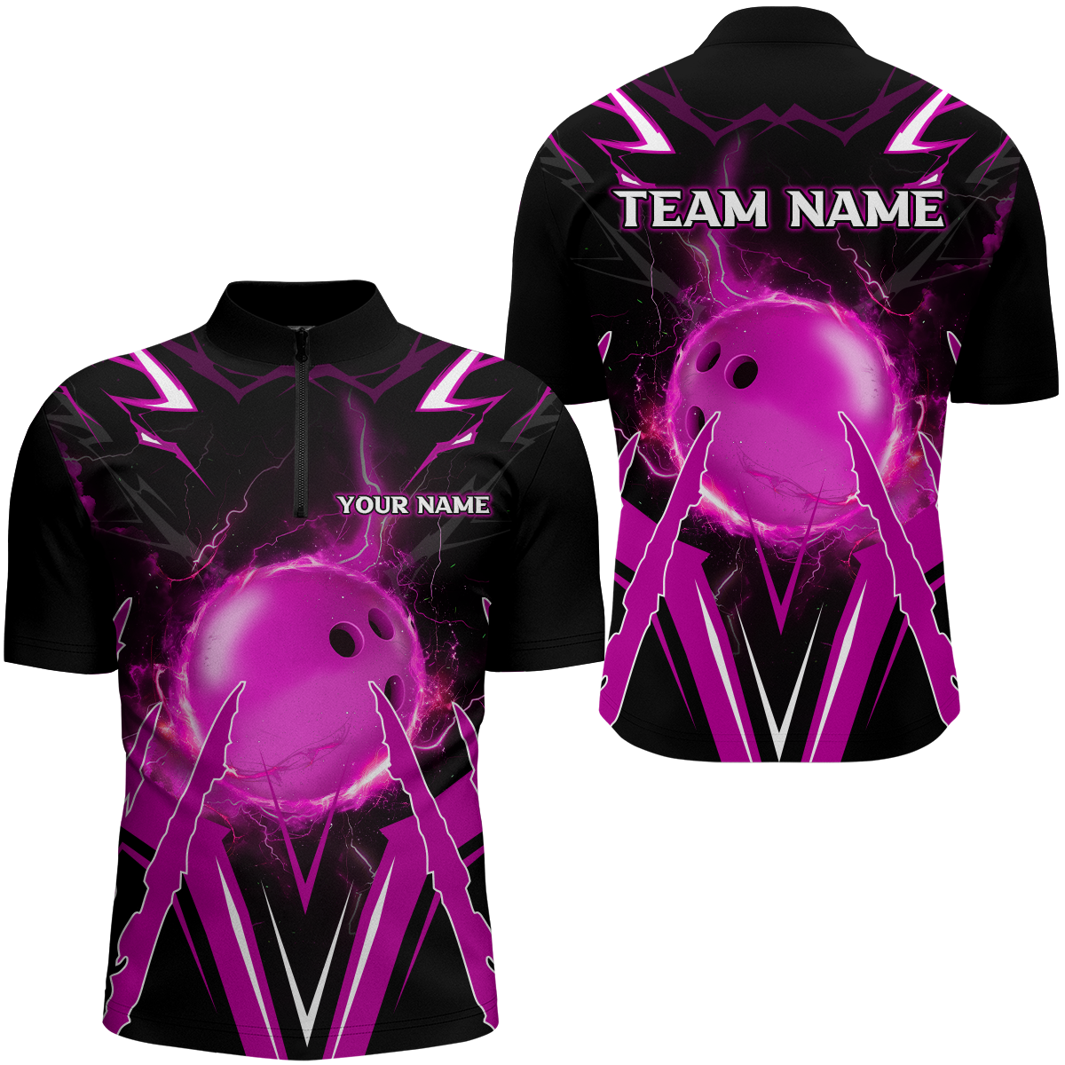 Personalized Bowling Team Shirts for Men Quarter Zip Bowling Shirt Multicolor QZT455