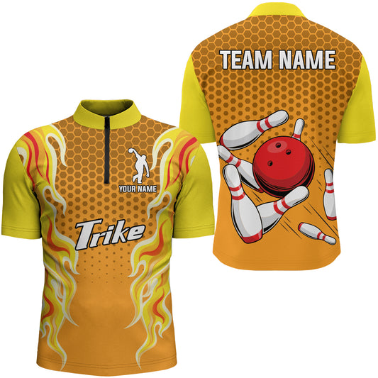 Personalized 3D Men's Bowling Team Jersey Bowling Shirt American Bowling Quarter-Zip Shirt QZT46-3