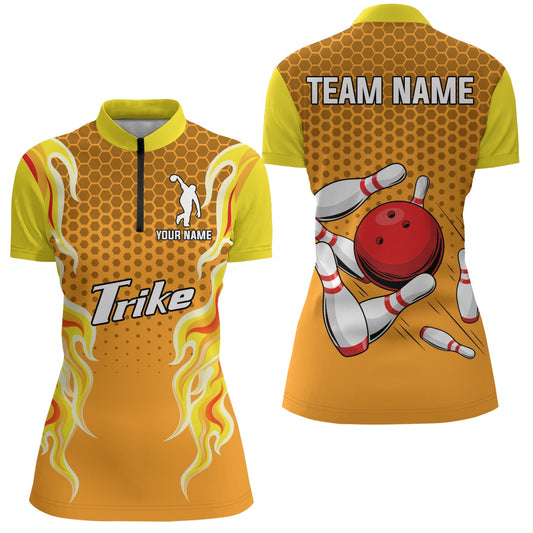 Personalized 3D Women's Bowling Team Jersey Bowling Shirt American Bowling Quarter-Zip Shirt QZT46-3