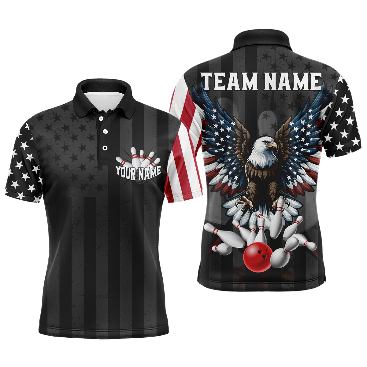 Eagle Bowling Polo Shirt Custom Bowling Jersey for Men Bowling Team League QZT51