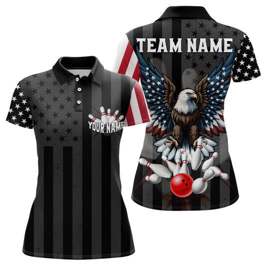 Eagle Bowling Polo Shirt Custom Bowling Jersey for Women Bowling Team League QZT51