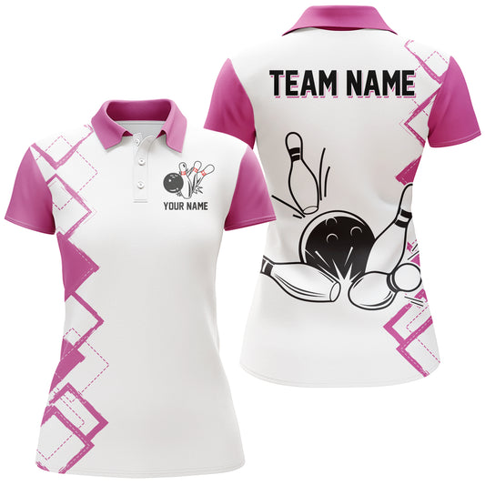 Personalized Bowling Polo Shirt for Women Custom Bowling Team Jersey Bowling Shirt QZT31