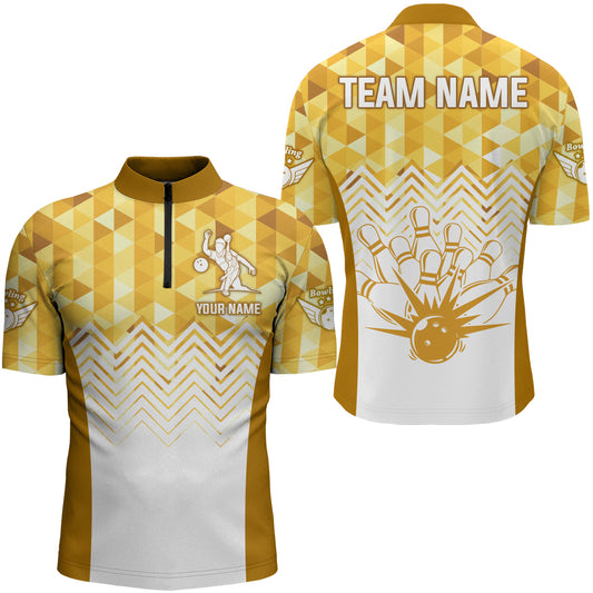 Personalized Bowling Shirts Men Custom Bowling Jersey Team Bowling Quarter-Zip Shirt QZT70